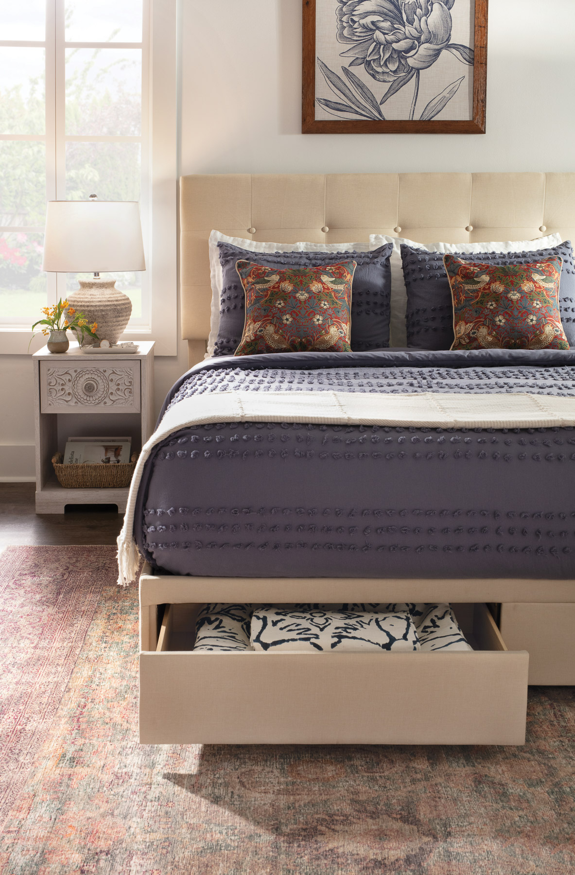 bed with pullout drawer